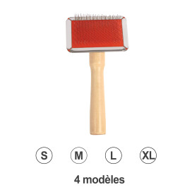 Carde IdealDog picots souples manche en bois IDEALDOG