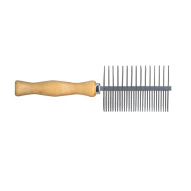 Peigne double à  manche en bois IdealDog IDEALDOG