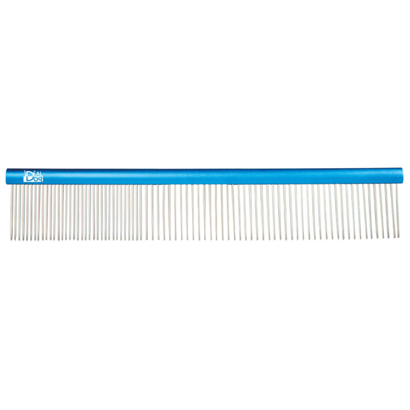 Peigne double bleu IdealDog : 19 cm